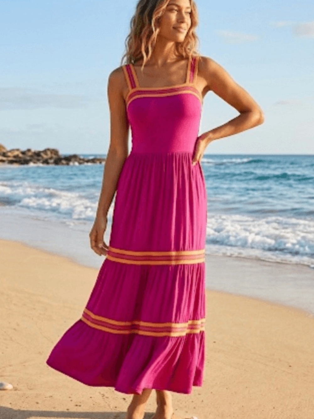 Ted Baker London Norabel Magenta Pink Teired Maxi Dress-Size 0